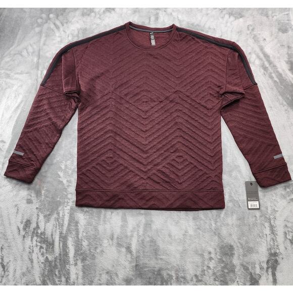 NEW Apana 3D Jacquard Textured Pullover Crew Neck Sweatshirt Size L Burgundy - Picture 1 of 11